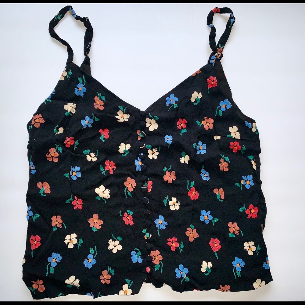 Black floral tank top